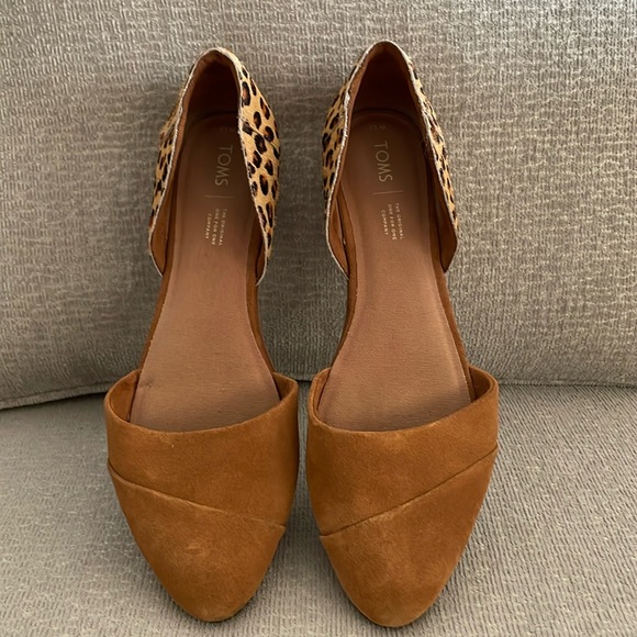 TOMS flats d’Orsay leopard / suede size US 12 fall office business college - Picture 2 of 6